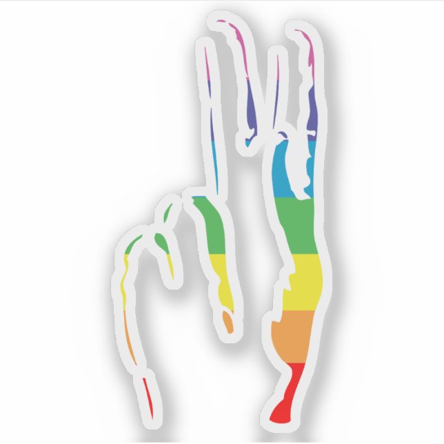 Adesivo sinal de paz do orgulho arco-íris (Frente)
