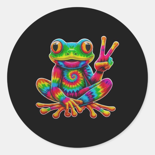 Adesivo Sinal de Paz do Sapo Tie-dye Hippie Sapo de Natal  (Frente)