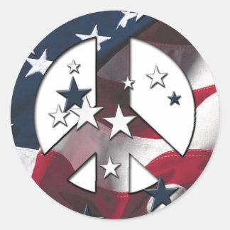 Adesivo Sinal de Paz Estrelas e Bandeiras Americanas