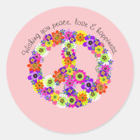 Sinal de Paz Floral sobre Paz Rosa Amor Felicidade