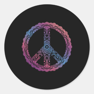 Adesivo Sinal de Paz Mandala Ornamentado Ioga Boho Roxo Re