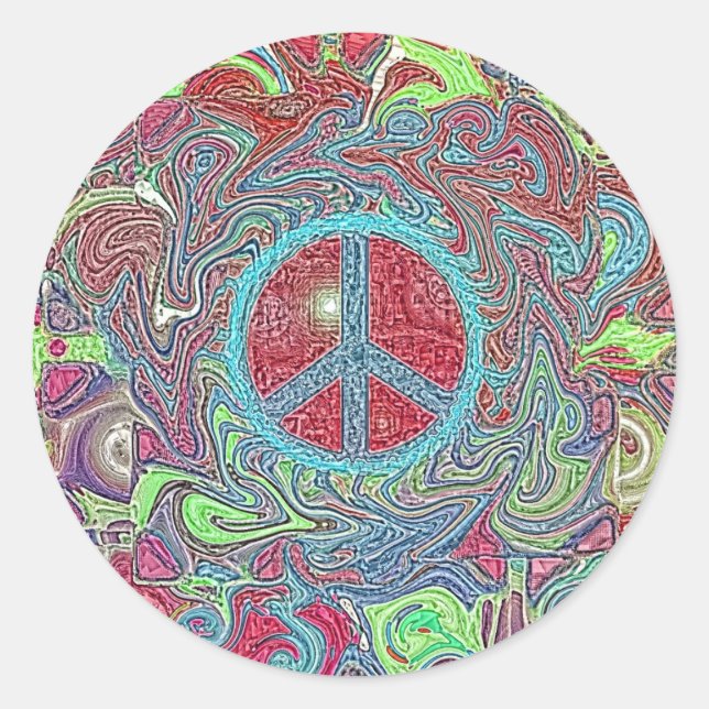Adesivo Sinal de Paz Psychedelic Groovy Trippy (Frente)