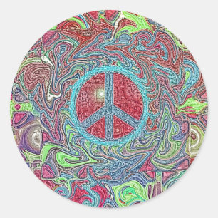 Adesivo Sinal de Paz Psychedelic Groovy Trippy