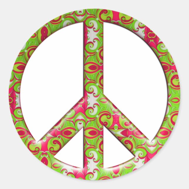 ADESIVO SINAL DE PAZ RETRO VERDE E PINK (Frente)