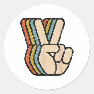 Adesivo Sinal de Paz Retroativo V Dedos Vintage 60s 70s 80