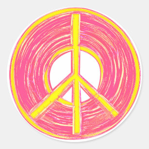 Adesivo Sinal de paz rosa e amarelo personalizável