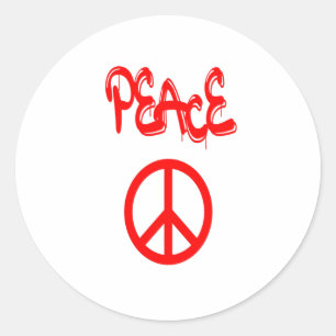 Adesivo Sinal de Paz Vermelha com Paz Ortografada em Grafi