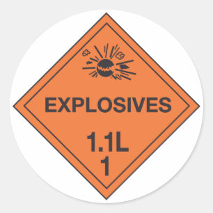 Adesivo Sinal de perigo de explosivos Classe 1.1L