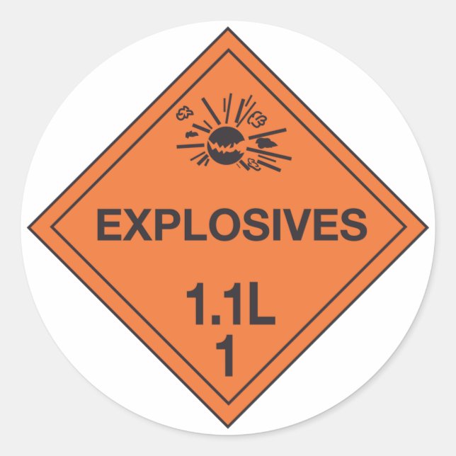 Adesivo Sinal de perigo de explosivos Classe 1.1L (Frente)