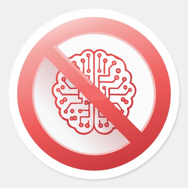 Adesivo Sinal de proibição de usar inteligência artificial (Frente)