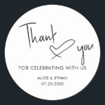 Adesivo Sinal de Senha Casamento Cardíaco Obrigado<br><div class="desc">Estilo de assinatura de script e coração.</div>