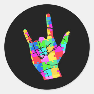 Adesivo Sinal de Sensibilização do Autismo Dotado ASL Lov