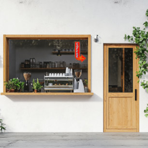 Adesivo Sinal de Seta para Direita Café Vintage Aqui