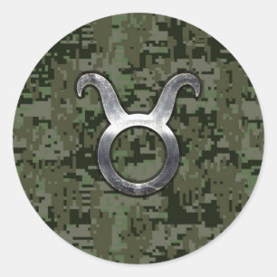 Adesivo Sinal do Taurus na camuflagem de Digitas do verde
