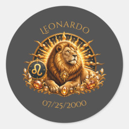 Adesivo Sinal do Zodíaco Leão Cinza Dourado Personalizado