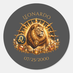 Adesivo Sinal do Zodíaco Leão Cinza Dourado Personalizado