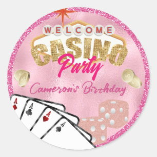 Adesivo Sinal Glamouroso Rosa de Las Vegas Festa de Cassin