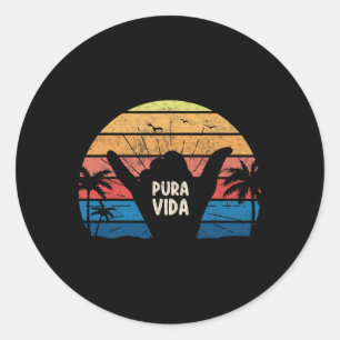 Adesivo Sinal Pura Vida Shaka Surf Retro Verão Vintage