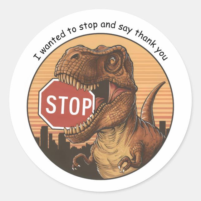 Adesivo sinal trex biting on stop (Frente)