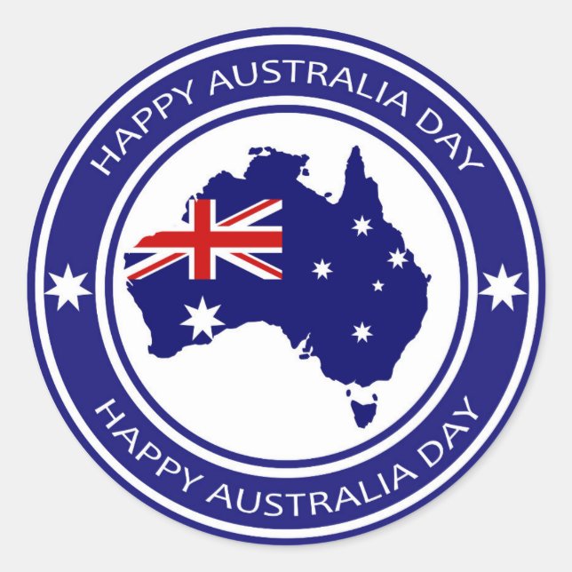 Adesivo Sinalizador de Mapa Australiano Feliz Dia da Austr (Frente)