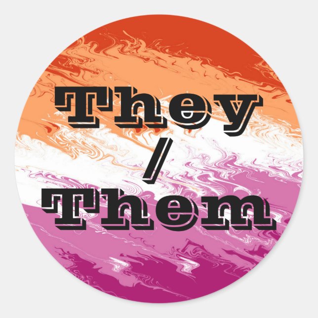 Adesivo Sinalizador de Orgulho Lésbico Pronoun Personalizá (Frente)