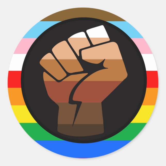 Adesivo Sinalizador de Orgulho POC de Progresso LGBTQ+ (Frente)