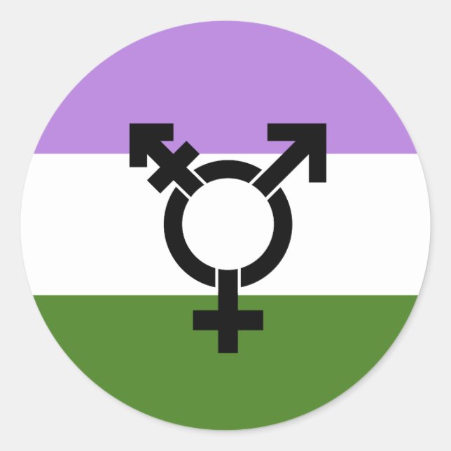Adesivo Sinalizador do Orgulho do Genderqueer (Frente)
