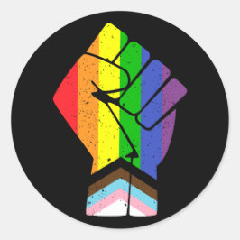 Adesivo Sinalizador do Orgulho LGBT (Progresso) com punho