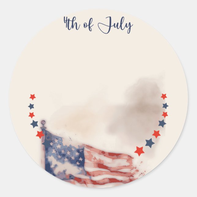 Adesivo Sinalizador e Estrelas de Watercolor EUA (Frente)