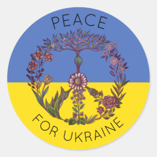 Adesivo Sinalizador Floral de Paz Azul e Amarelo Ucranian