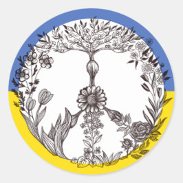 Adesivo Sinalizador Floral de Paz Azul e Amarelo Ucraniano