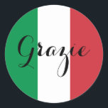 Adesivo Sinalizador italiano Elegante Calliografia Grazie<br><div class="desc">Grazie.. um obrigado italiano que você envia contra as cores da bandeira italiana. Você pode mudar o estilo moderno de caligrafia elegante para criar sua própria mensagem de texto personalizada. Tente um estilo de fonte, tamanho e cor diferentes e personalize o design de texto para fazer seus próprios adesivos de...</div>