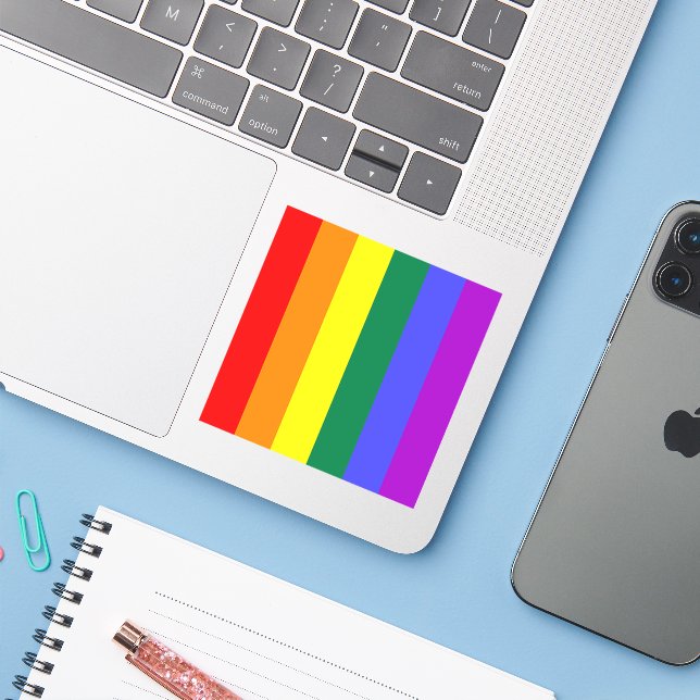 Adesivo Sinalizador orgulho gay Arco-Íris (Notebook com iPhone)