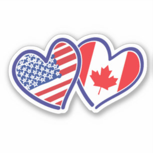 Adesivo Sinalizadores de Coração Canadenses Americanos