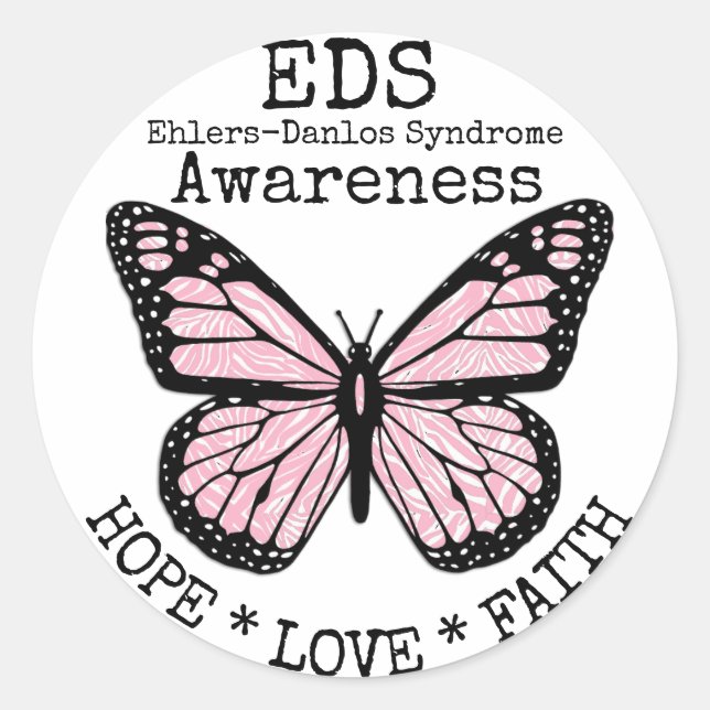 Adesivo Síndroma de PInk Zebra Ehlers-Danlos EDS Sticker (Frente)