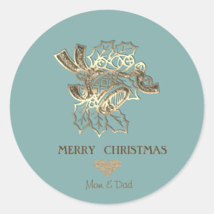 Adesivo Sino de Natal Falso Dourado Elegante