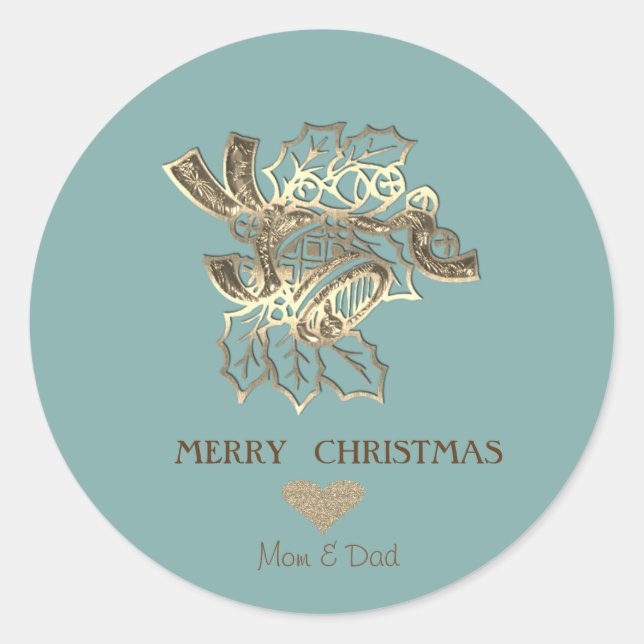 Adesivo Sino de Natal Falso Dourado Elegante (Frente)