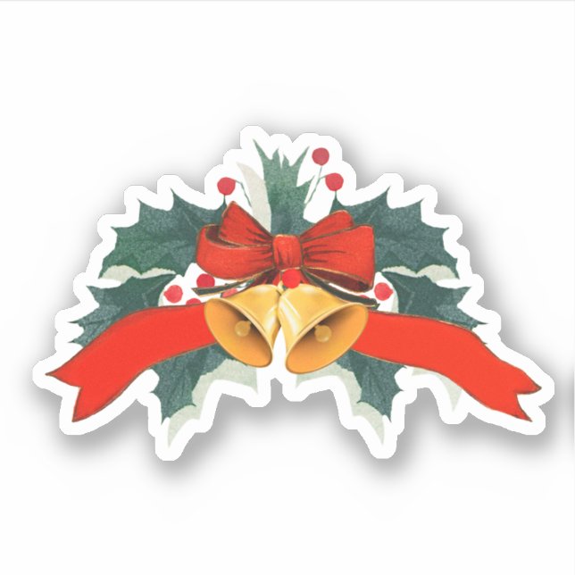 Adesivo Sinos de Natal Feriados com folhas sagradas (Frente)