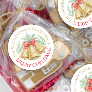 Adesivo Sinos de ouro cor d'água arco vermelho Feliz Natal