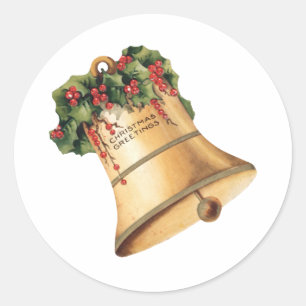 Adesivo Sinos Dourados de Natal Antigo, Saudações de Fim d