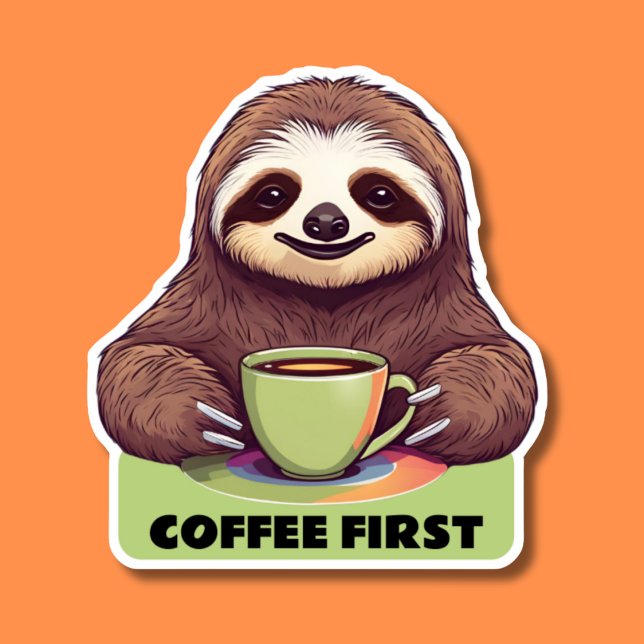 Adesivo Sipando Café Sloth à Prova de Água (Criador carregado)