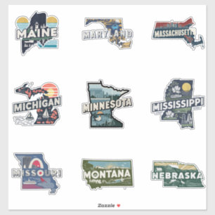 Adesivo Sistema Retro-Sticker 50 Estados Parte 3