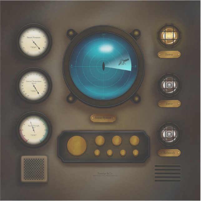 Adesivo Sistema Sonar do Painel de Controlo do Navio - Var (Frente)