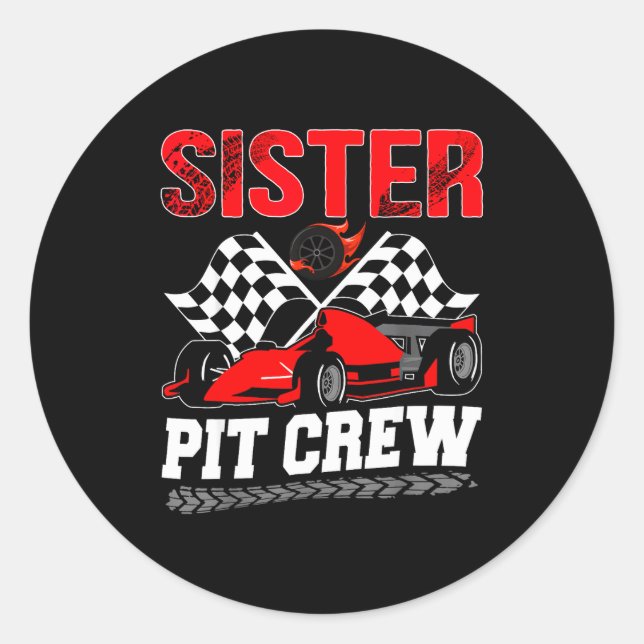 Adesivo Sister T Crew Racing Family Race Car Birthday Boy  (Frente)