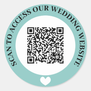 Adesivo Site de Casamento Acesso Turquesa Código QR Coraçã