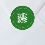 Adesivo Site de casamento Detalhes do código QR rsvp emera<br><div class="desc">Adicione sua url para seu site de casamento. Para obter informações,  detalhes,  rsvp online. Um fundo verde esmeraldo colorido,  texto branco.</div>