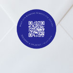 Adesivo Site de casamento Detalhes do código QR rsvp marin<br><div class="desc">Adicione sua url para seu site de casamento. Para obter informações,  detalhes,  rsvp online. Um fundo azul marinho,  texto branco.</div>