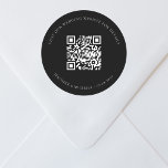 Adesivo Site de casamento Detalhes do código QR rsvp preto<br><div class="desc">Adicione sua url para seu site de casamento. Para obter informações,  detalhes,  rsvp online. Fundo preto,  texto branco.</div>
