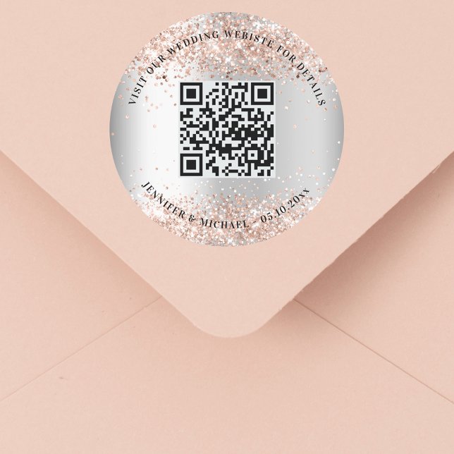 Adesivo Site de casamento Detalhes do código QR rsvp rosa  (Criador carregado)