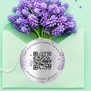 Adesivo Site de casamento: QR code detalha rsvp prata viol